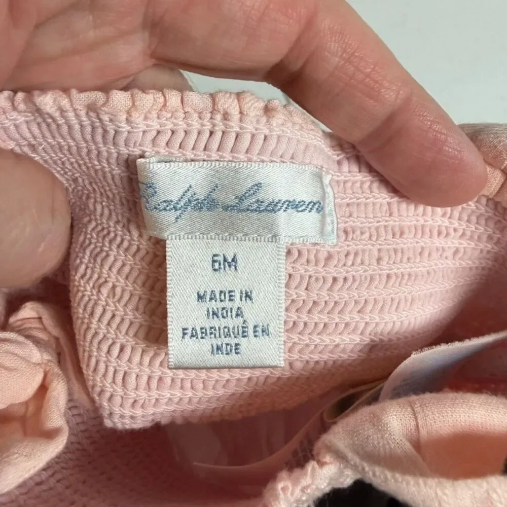 Ralph Lauren Baby Girls Pink Dress Cotton Size 6M